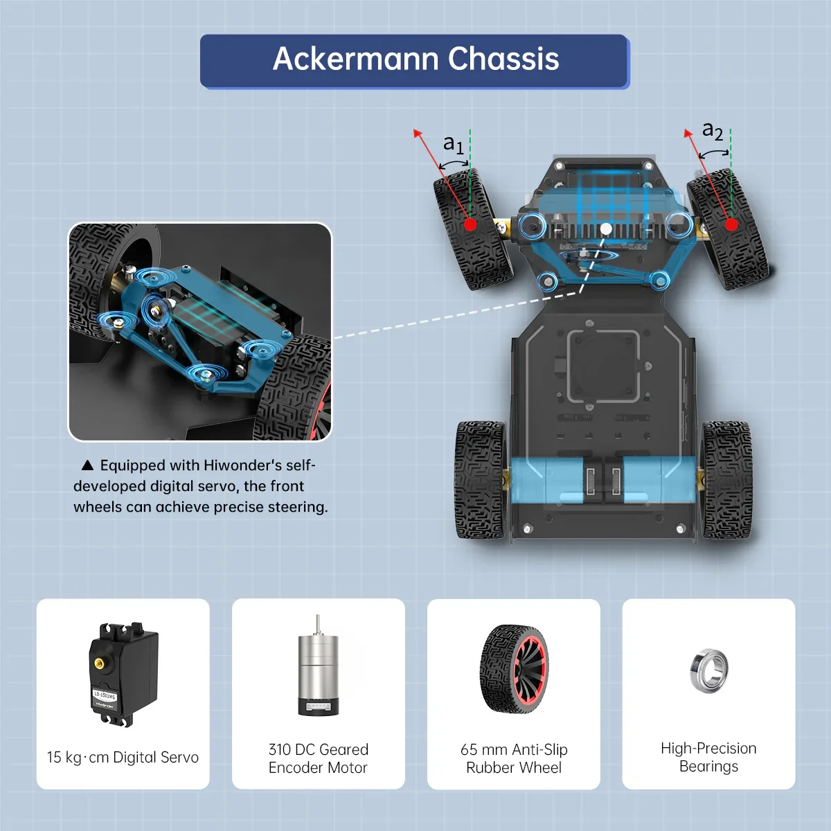 Hiwonder MentorPi A1 Ackermann ROS2 Robot Car (Monocular, RPi 5 4GB)