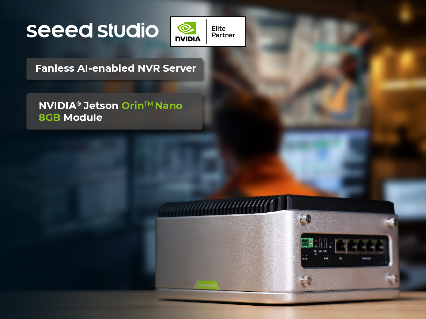 Seeed Studio reServer Industrial J3011 (Jetson Orin Nano 8GB, 4x PoE NVR)